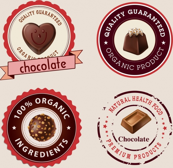 cokelat label koleksi mengkilap lingkaran dekorasi