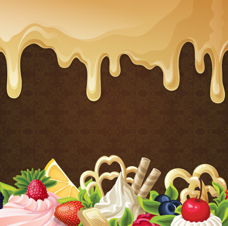 Postre de chocolate con dulces vector background