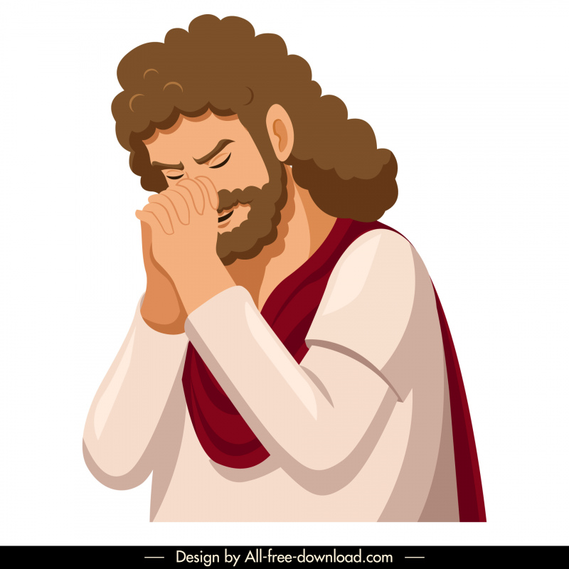 キリスト教の信者が祈るアイコン漫画デザイン
