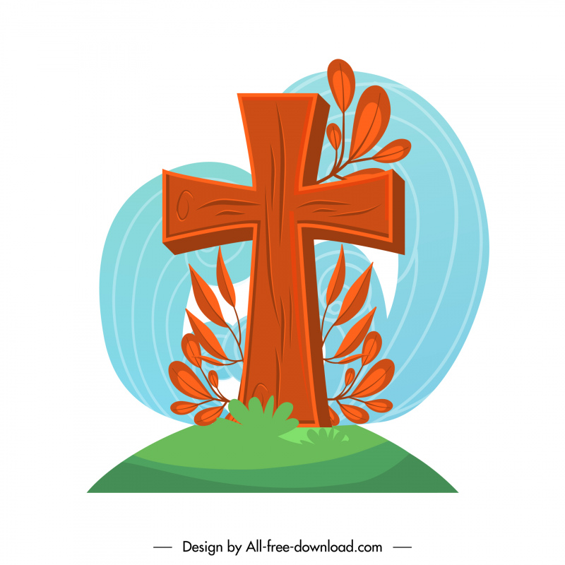 christian cross sign latar belakang desain handdrawn retro