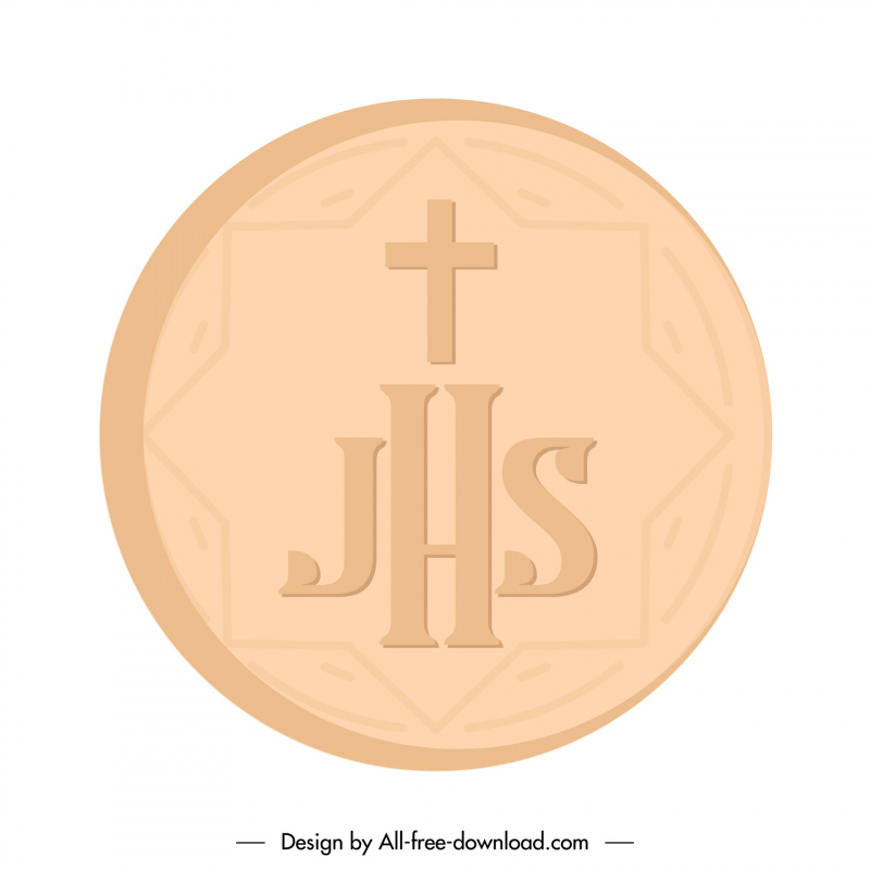 ikon host kristen bentuk bulat teks simetris dekorasi