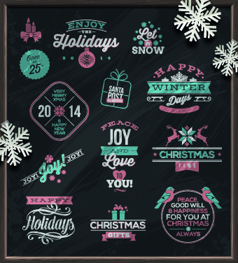 Noel ve kış etiketleri vektörel çizimler