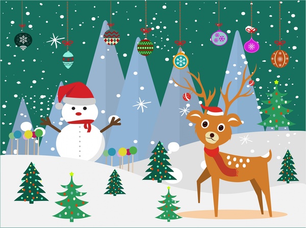 圣诞背景设计各种符号元素插图