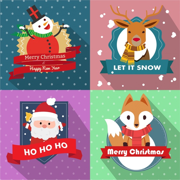 クリスマス背景コレクション内のさまざまなシンボルの色スタイル