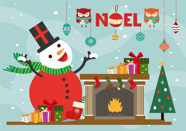 크리스마스 backgrop 템플릿 눈사람 및 기호 컬렉션 디자인
