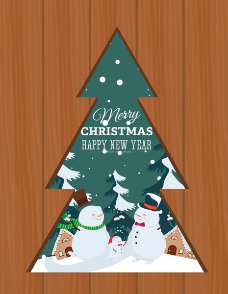 Noel arka plan ok köknar ağacı kardan adam simgeleri