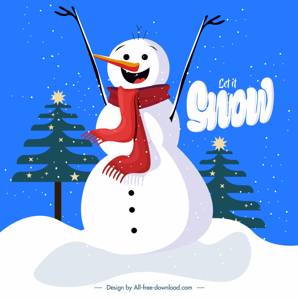 natal latar belakang lucu bergaya snowman sketsa