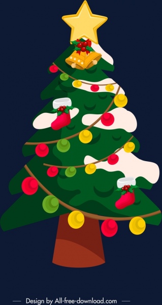 Latar belakang Natal dihiasi ikon pohon cemara desain klasik