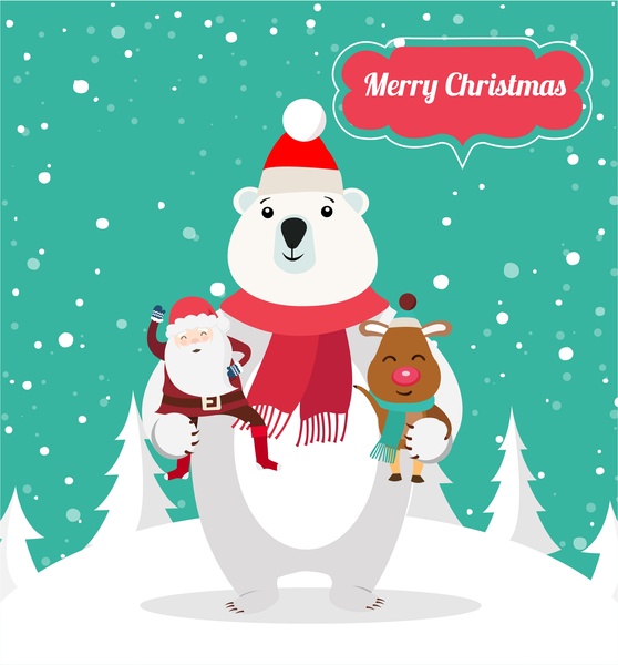 projekt tło Boże Narodzenie z słodkie niedźwiedź polarny