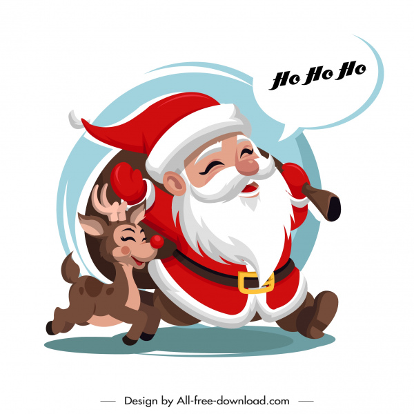 Weihnachten Hintergrund lustige Santa Reindeer Skizze Cartoon-Design