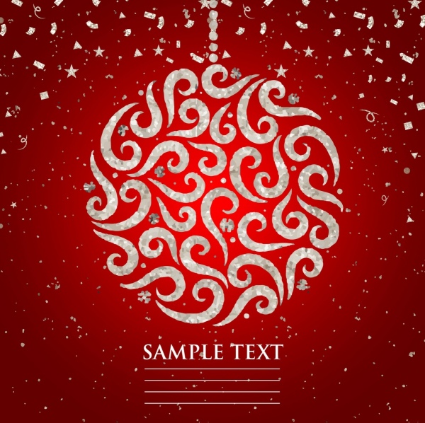 Natal latar belakang merah dekorasi berkilauan perhiasan melengkung ikon