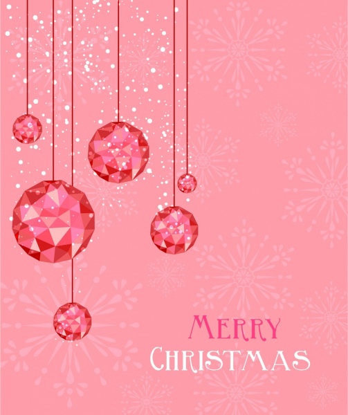 latar belakang Natal menggantung permata dekorasi pink desain