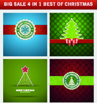 Christmas Background 4 In 1 Vector Set