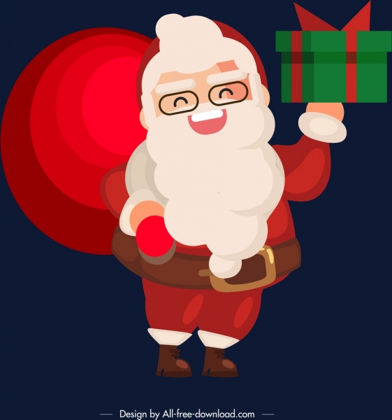 Christmas Background Santa Claus Present Icons Cartoon Character