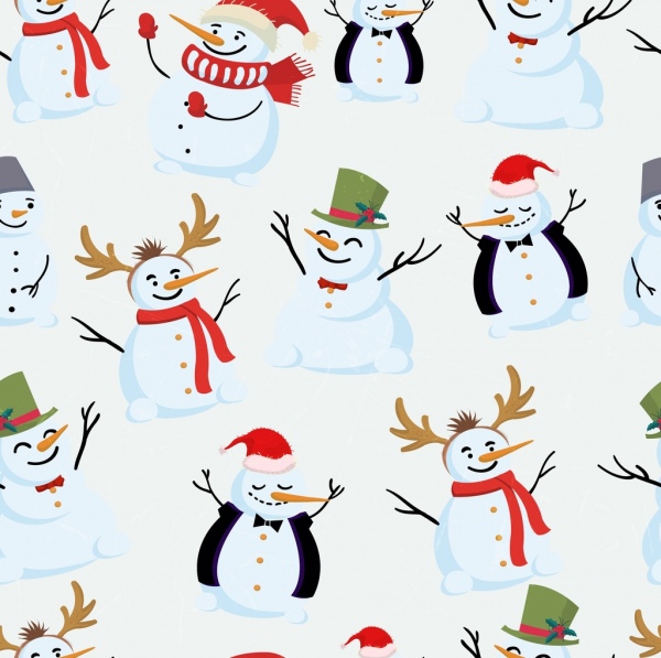 dekorasi Natal latar belakang manusia salju ikon lucu desain