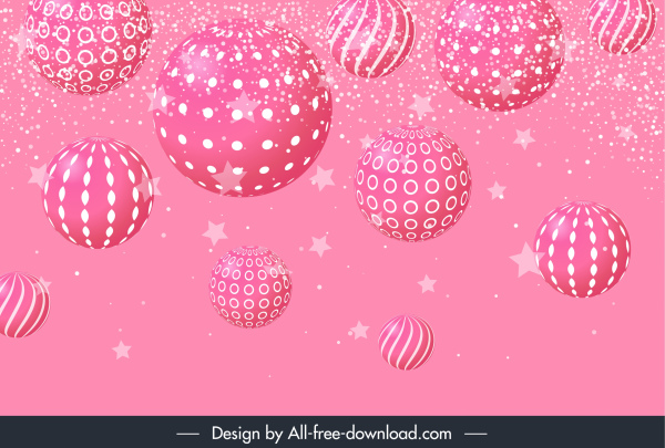 template latar belakang natal dekorasi pernak-pernik merah muda modern 3d