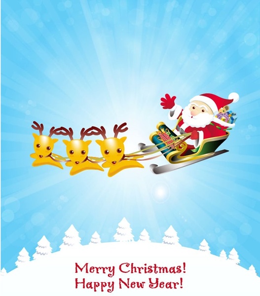 Weihnachten Hintergrund mit Rentier und Santa Claus Vektorgrafik