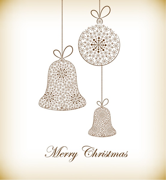 Natal bola dan bell terbuat dari kepingan salju vektor ilustrasi