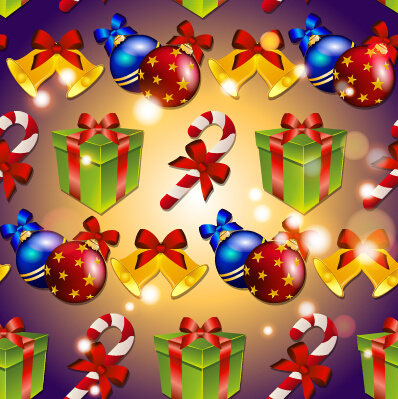 bolas de Natal com enfeites de vetor padrão sem emenda