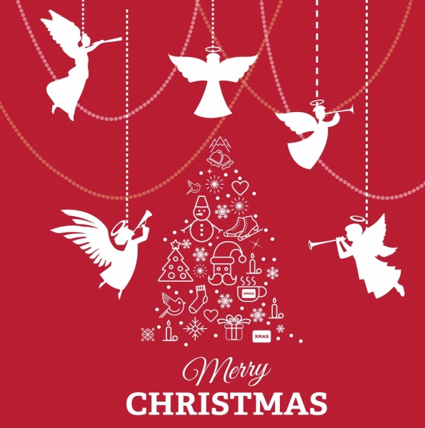 decoração de árvore do Natal bandeira ângulo silhueta baubles abeto