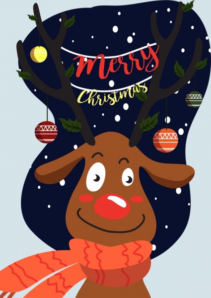 Christmas Banner niedlich stilisierte Rentiere Symbol verziert horn