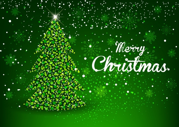 Natal banner berkilauan cemara hijau dekorasi pohon ikon