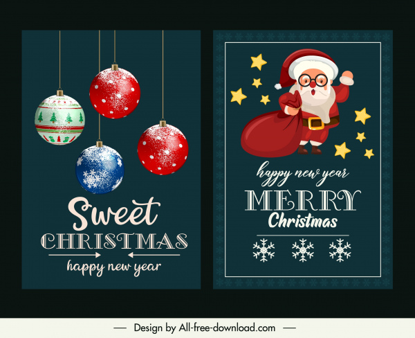Weihnachten Banner Vorlagen klassische Kugeln santa Skizze