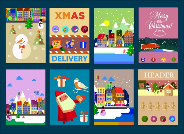 Christmas Banner Vorlagen Illustration mit verschiedenen Symbolen
