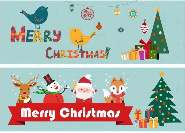 banners de Natal clássicos elementos de design e símbolo
