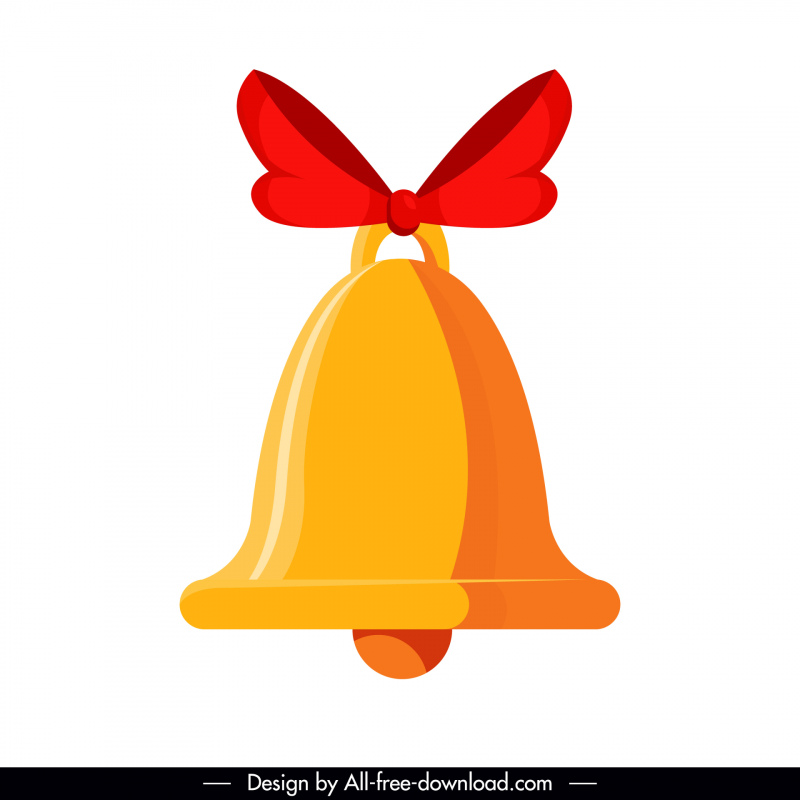Icono de campana de Navidad Diseño simétrico plano