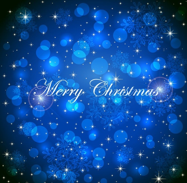 latar belakang Natal biru dengan kepingan salju vektor grafis