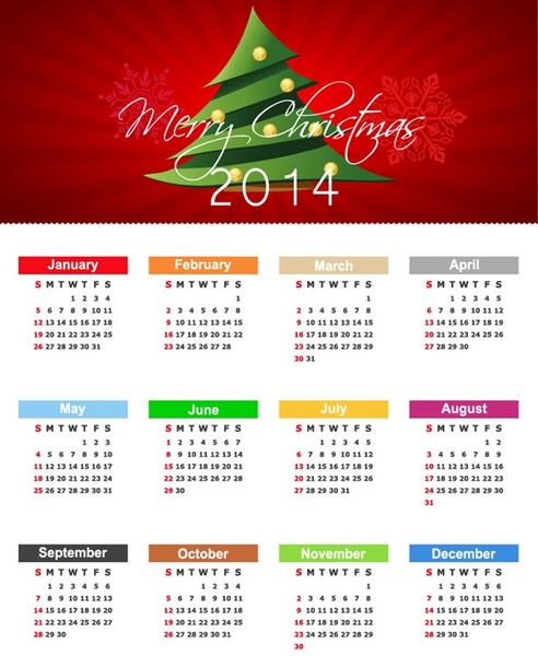 ilustração em vetor Natal calendário for14 ano