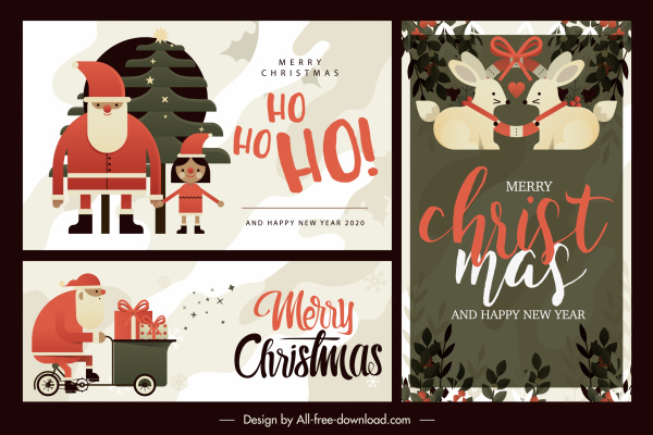 modelos de capa de cartão de natal decoração elementos retrô plano