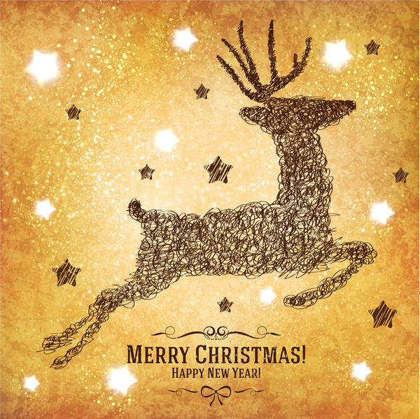 disegno della cartolina di Natale con la renna astratta