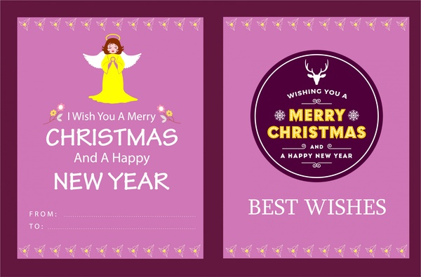 Рождественская открытка шаблон в розовый цвет дизайн