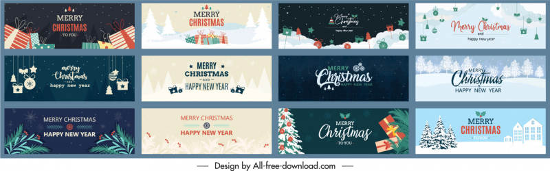 Plantillas de tarjetas de Navidad decoración clásica elegante