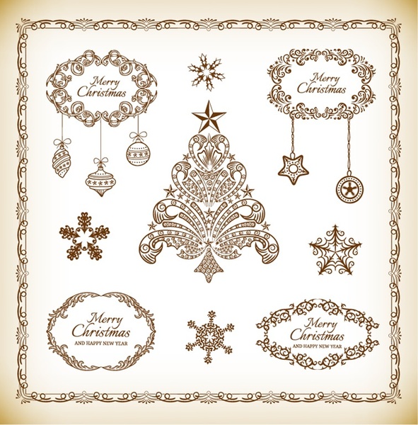 coleção de vetores de elemento de decoração de Natal