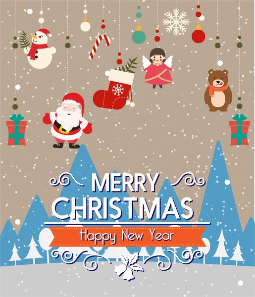 Trang trí Giáng sinh với treo santa và xsmas biểu tượng