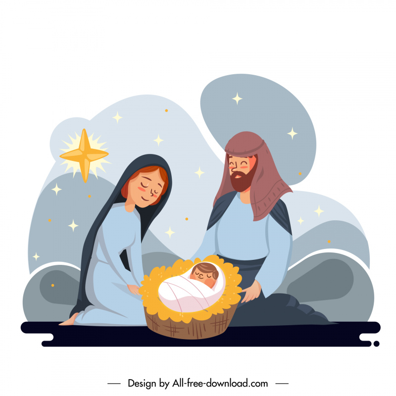 คริสมาสต์ฉากหลังตกแต่งทารกแรกเกิดคริสต์ร่างการ์ตูนร่าง