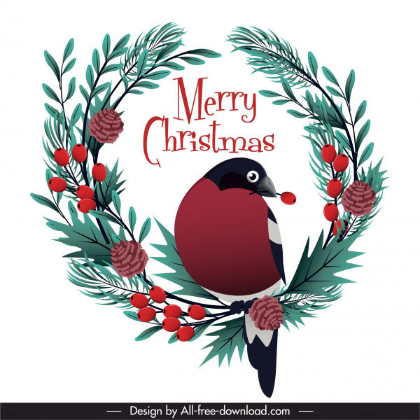 Рождественский дизайн элемент птичьего венка эскиз