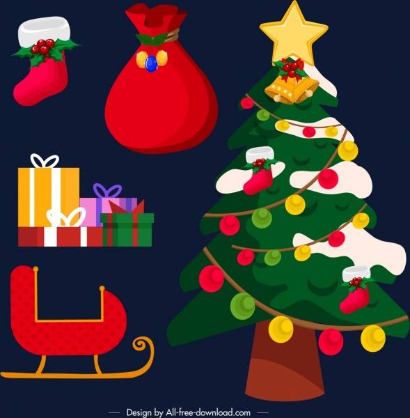 Christmas Design Elements Colorful Classical Decor-2