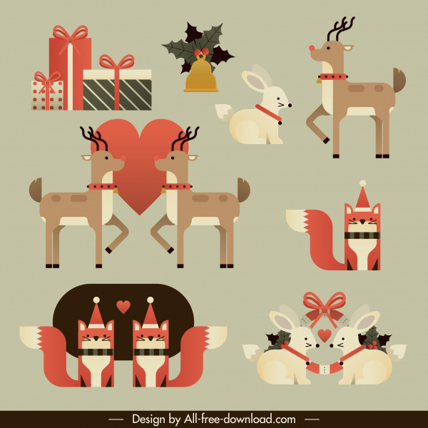 Рождественский дизайн элементы мило классические символы