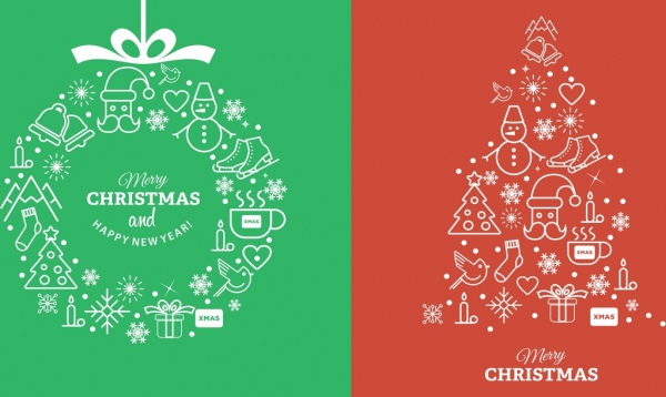 عيد الميلاد عناصر التصميم مسطح رموز المخطط
