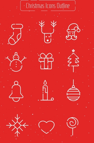 圣诞设计元素平面符号的轮廓