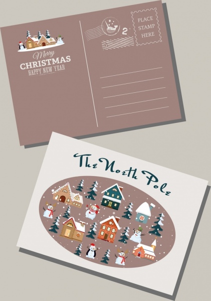クリスマス封筒テンプレート冬デザイン要素の装飾