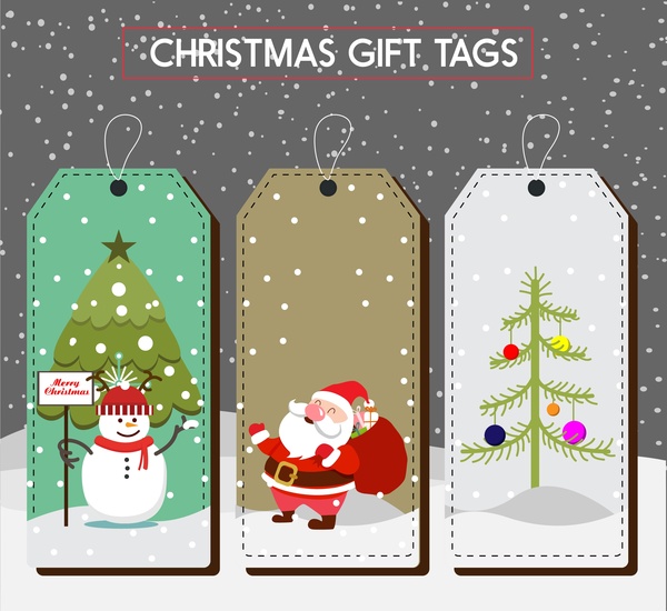 Christmas Gift Tags Collection Colored Symbols Design
