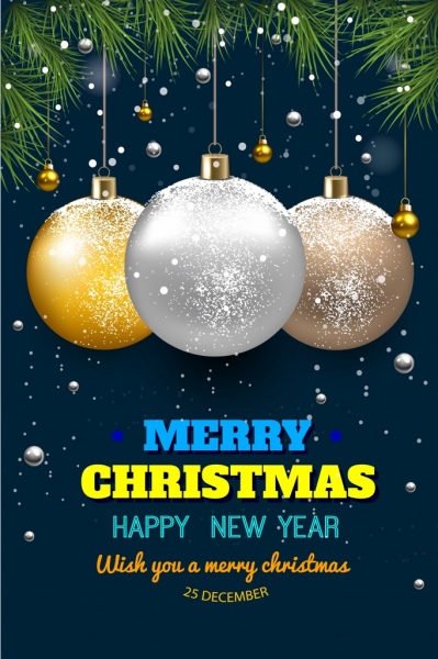 Felicitacion de navidad colgando adornos decoracion banner Fir Tree