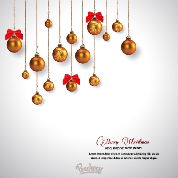 Christmas Greeting Card With Shiny Christmas Balls