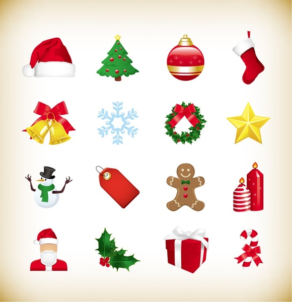 ícones de Natal conjunto gráficos vetoriais