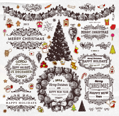 Vektor-Christmas Ornament Elemente und Etiketten